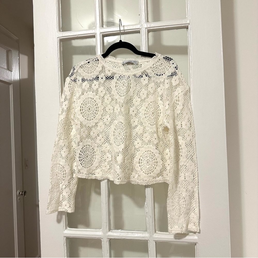 New crochet Mango top in white